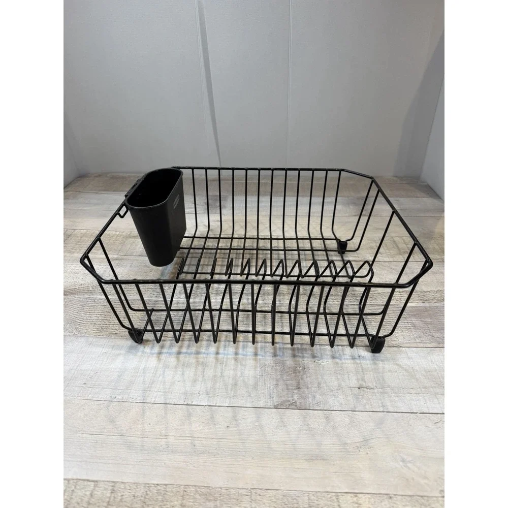 Rubbermaid Black Wire Dish Drainer Rack Silverware Basket Kitchen Sink Drying
